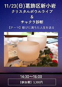 11/23(日)葛飾区新小岩クリスタルボウルライブ